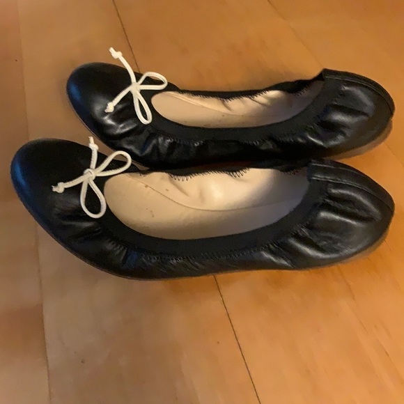 J Crew Black Leather Ballet Flats 7.5 - Picture 1 of 9